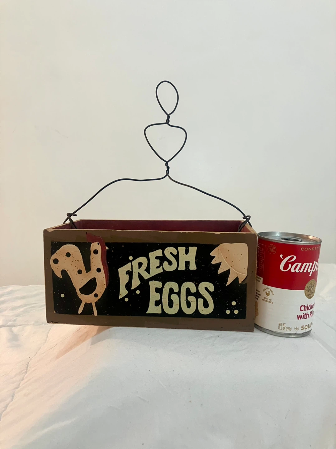 Vintage Rustic Egg Box With Wire Handle - 13” x 5” x 9” - photo 2