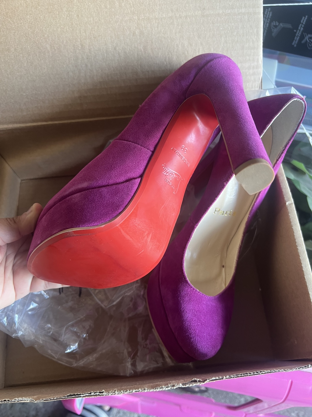 Christian Louboutin Suede Platform Heels - Purple Size 39 - photo 3
