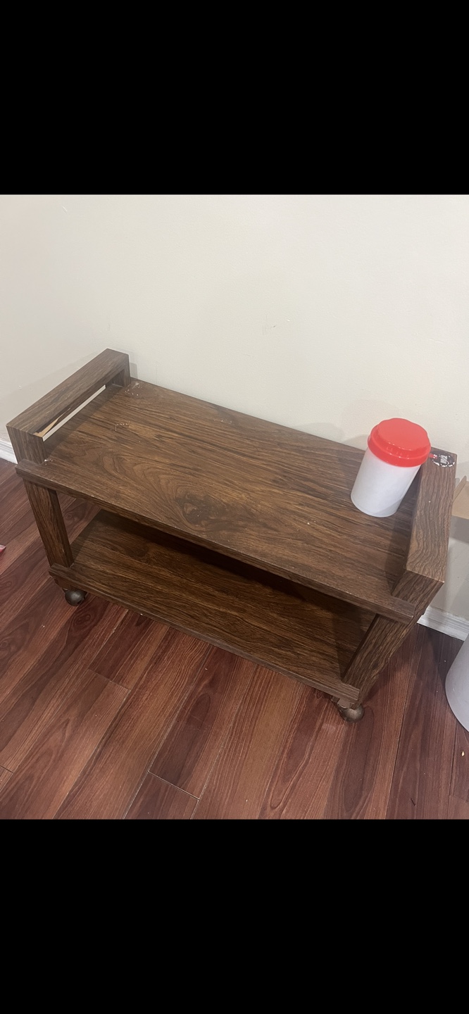 Wooden Two-Tiered Rolling Cart