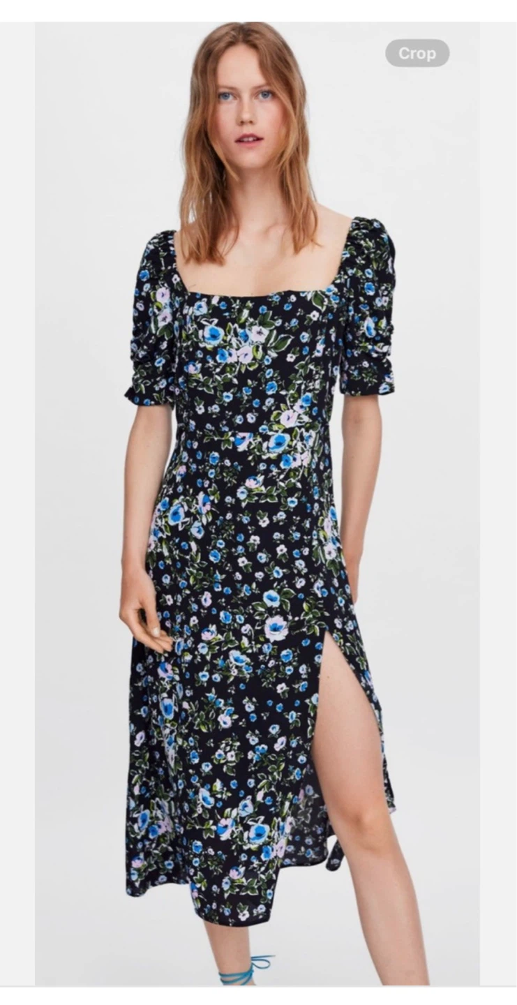 ⚽️ Zara Floral Puff Sleeve Midi Dress - size XS