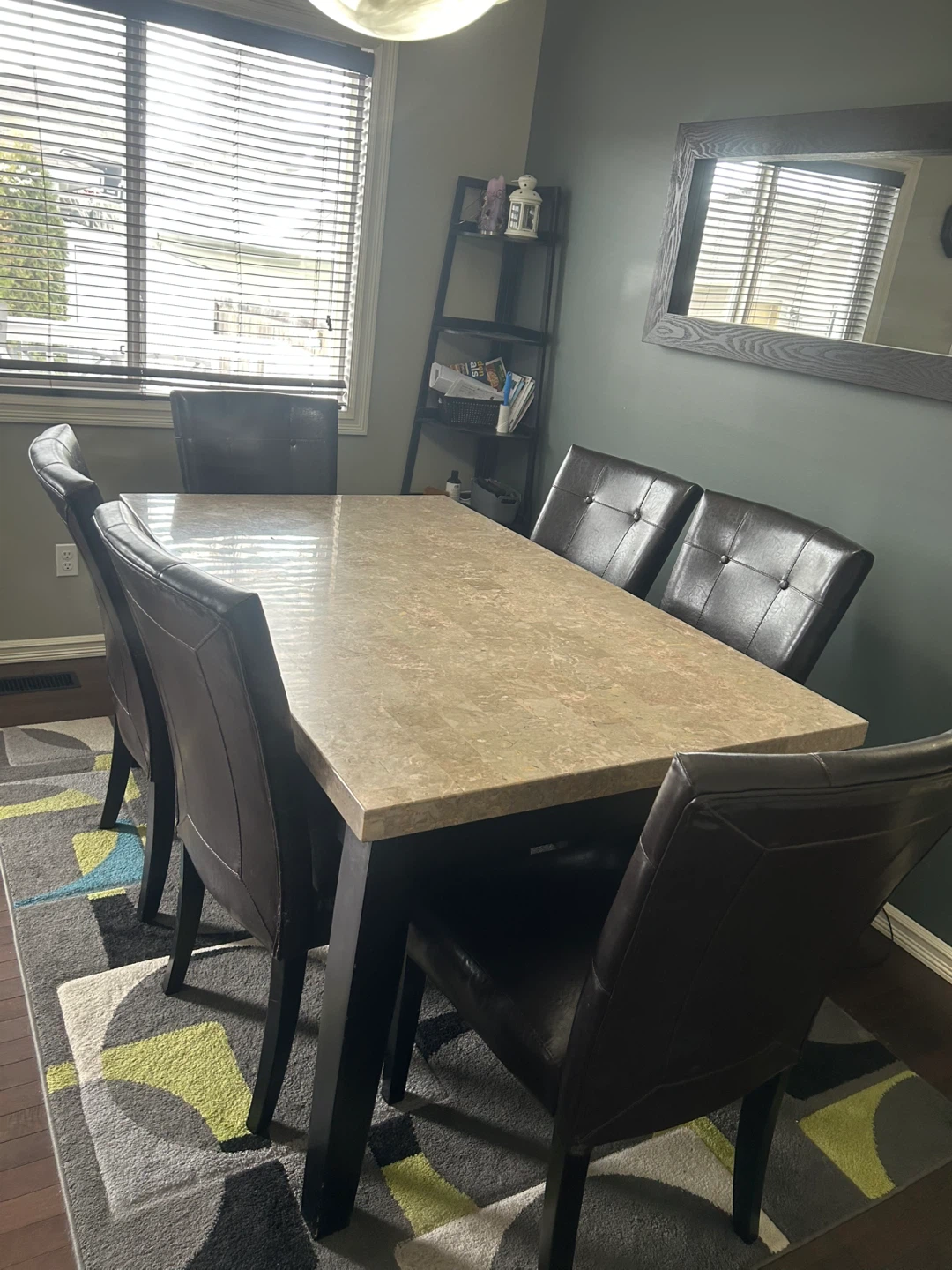 Real Marble Top Dining Table with 6 Chairs