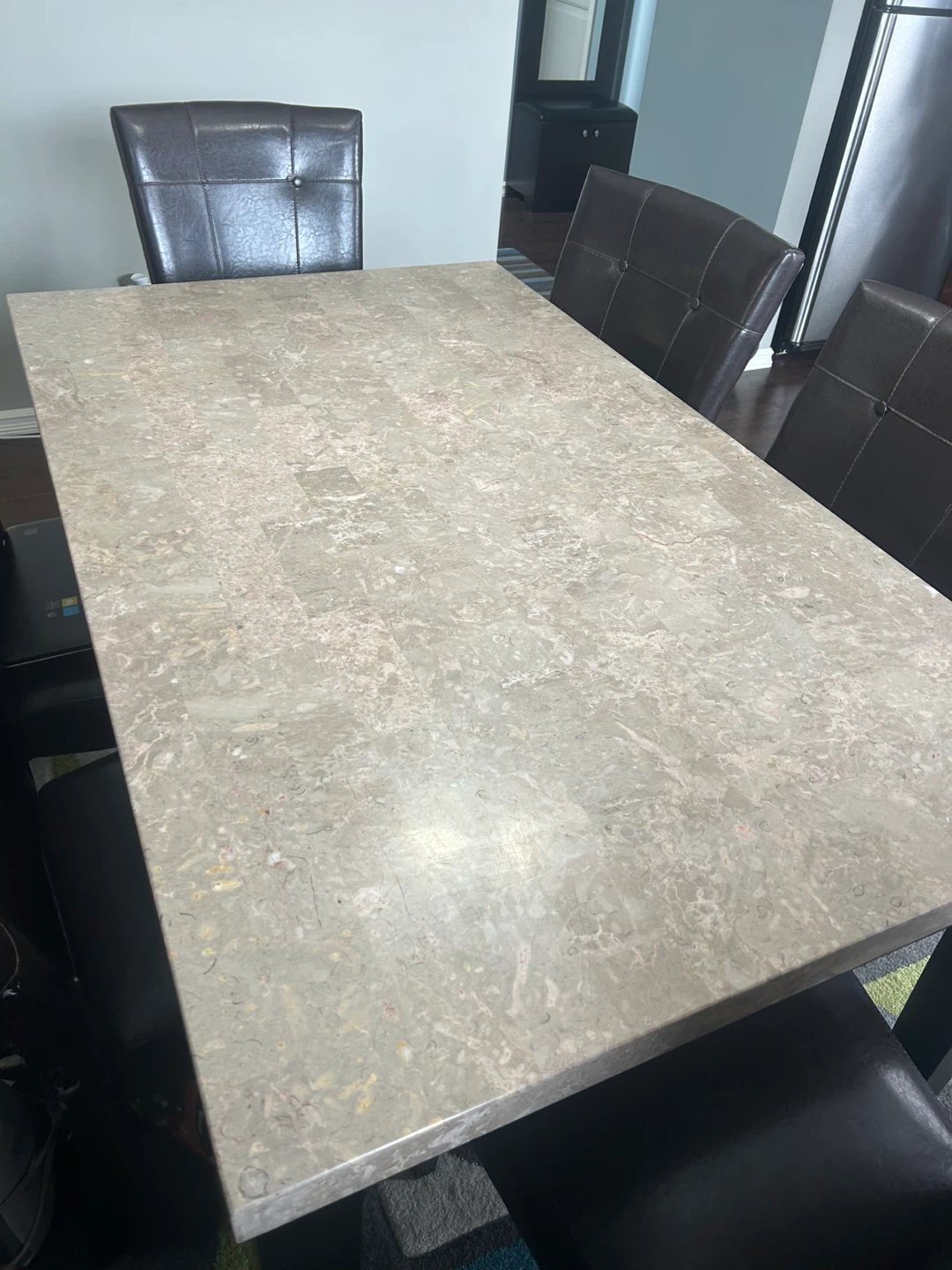 Real Marble Top Dining Table with 6 Chairs - photo 2