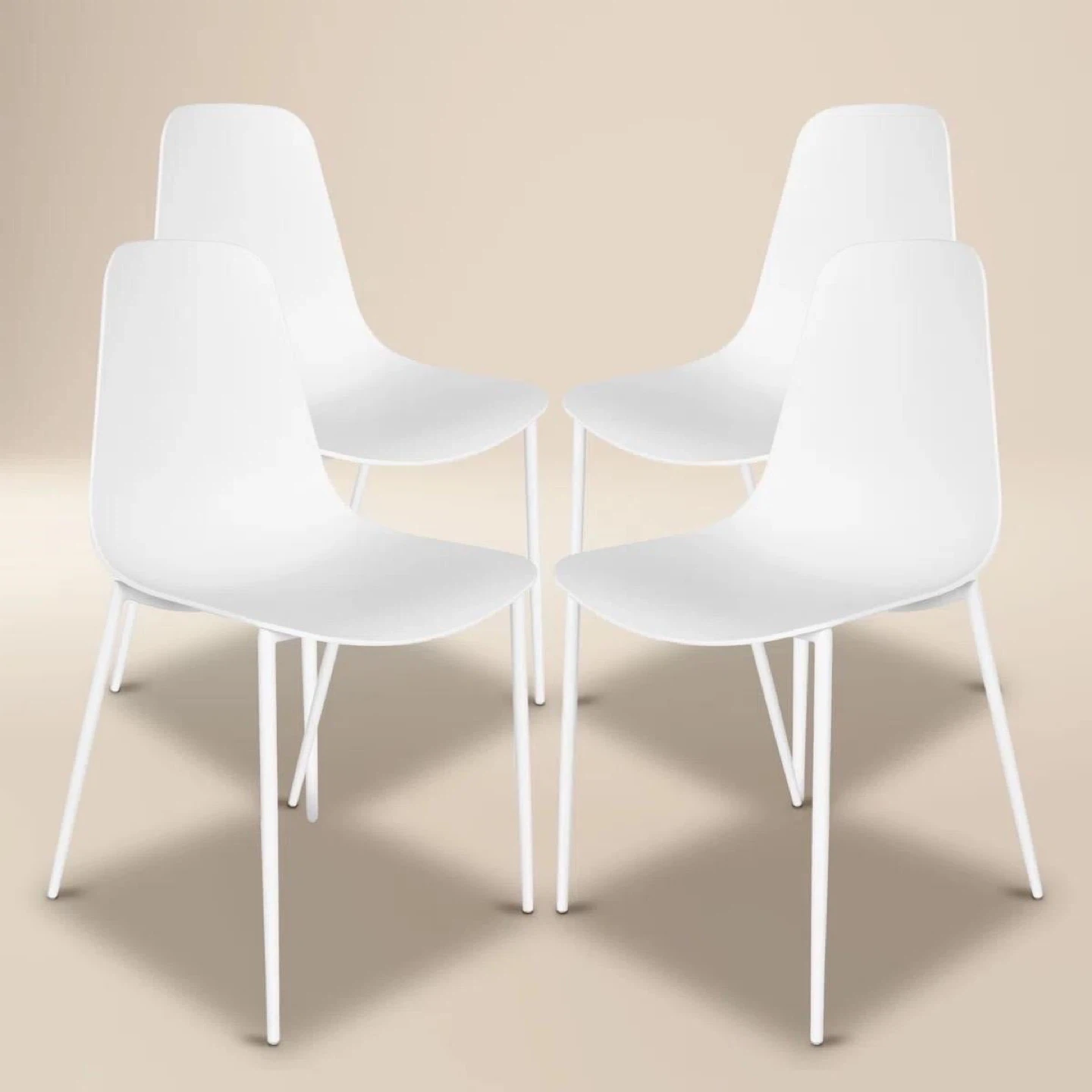 Set of 4 White Dining Chairs