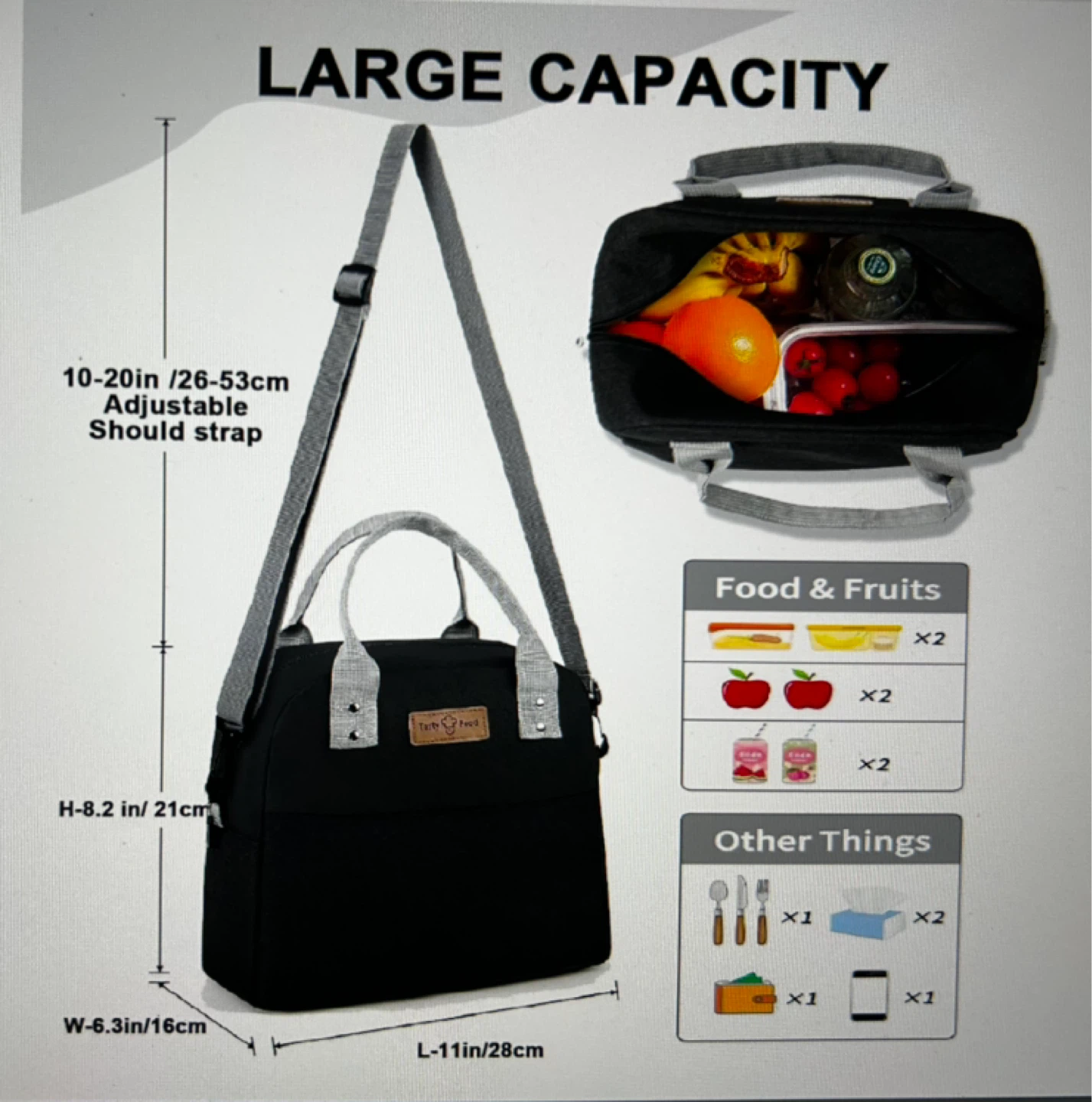 Tasty Food Black Lunch Bag - photo 4