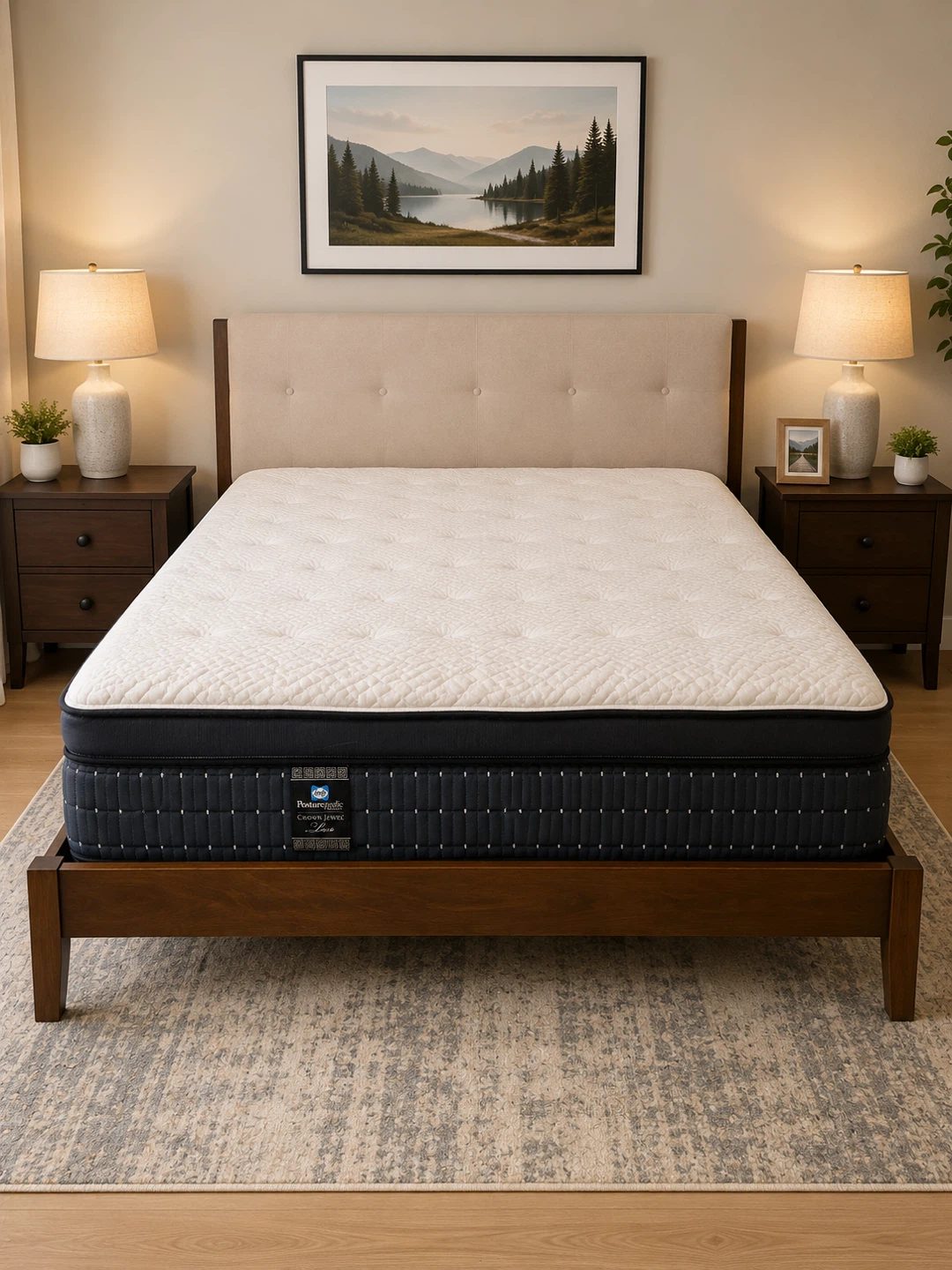 Queen Bed Set with Sealy Posturepedic Crown Luxury Mattress