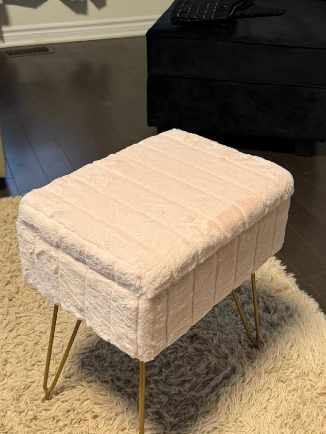 Pink Velvet Storage Ottoman Stool - photo 2