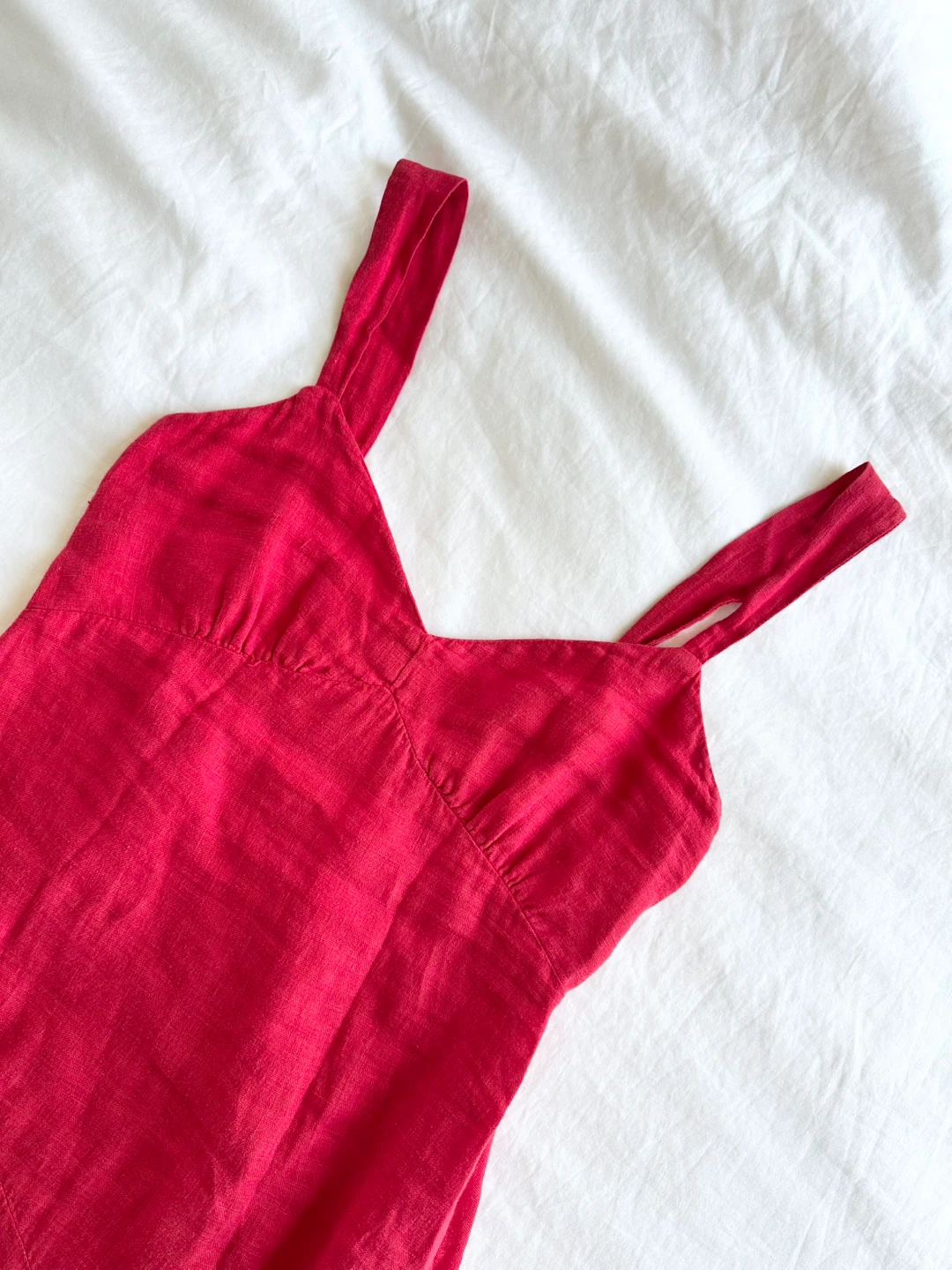 ⚽️ Zara Red Linen Blend Midi Dress - size XS - photo 2