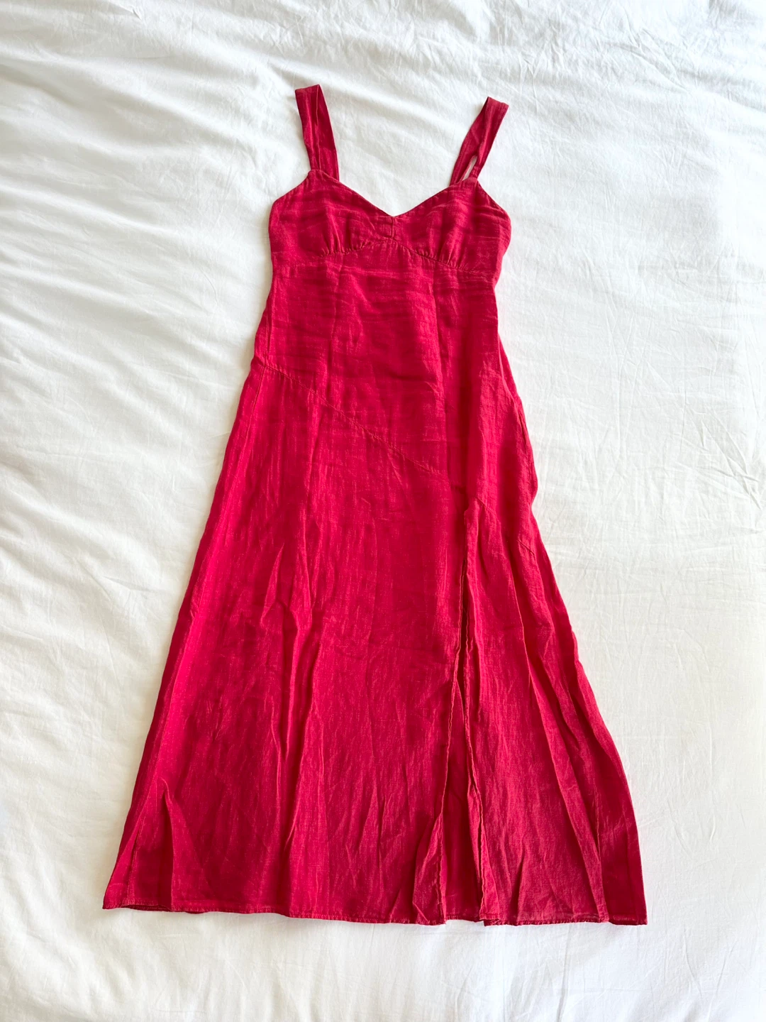 ⚽️ Zara Red Linen Blend Midi Dress - size XS - photo 3