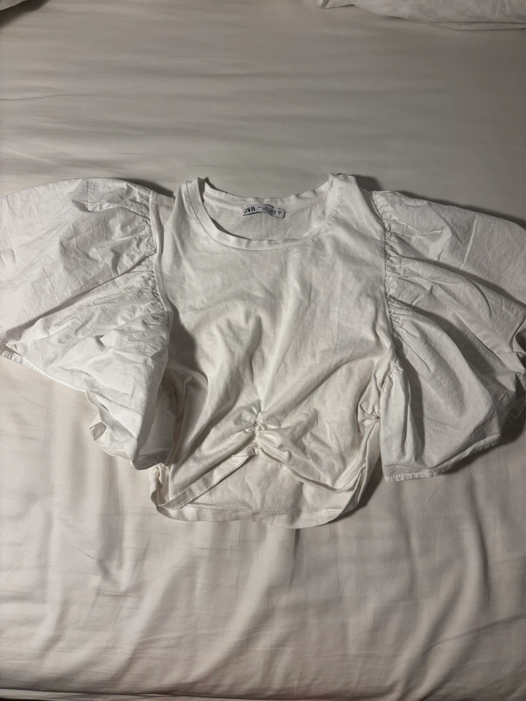White Zara Puff Sleeve Top