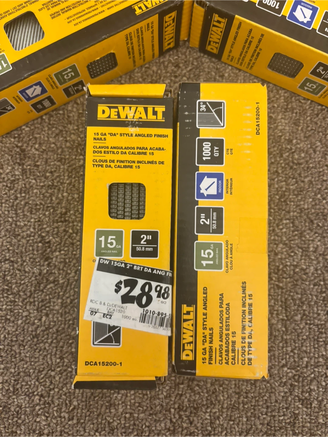 DeWalt 15 GA DA Style Angled Finish Nails 2" 1000 Count