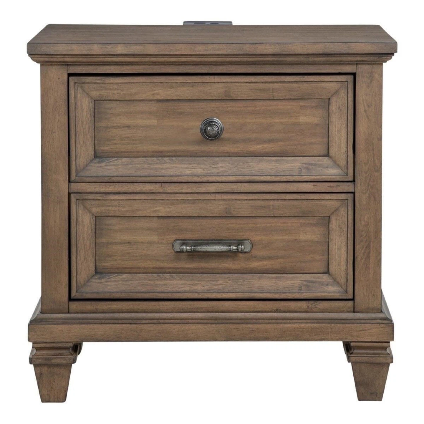 Wooden Nightstand with Two Drawers
