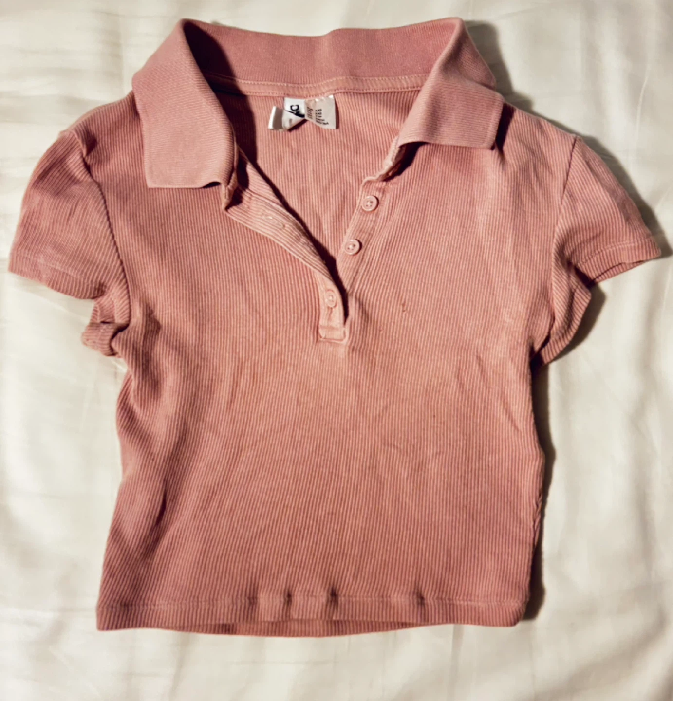 Pink Ribbed Polo Shirt