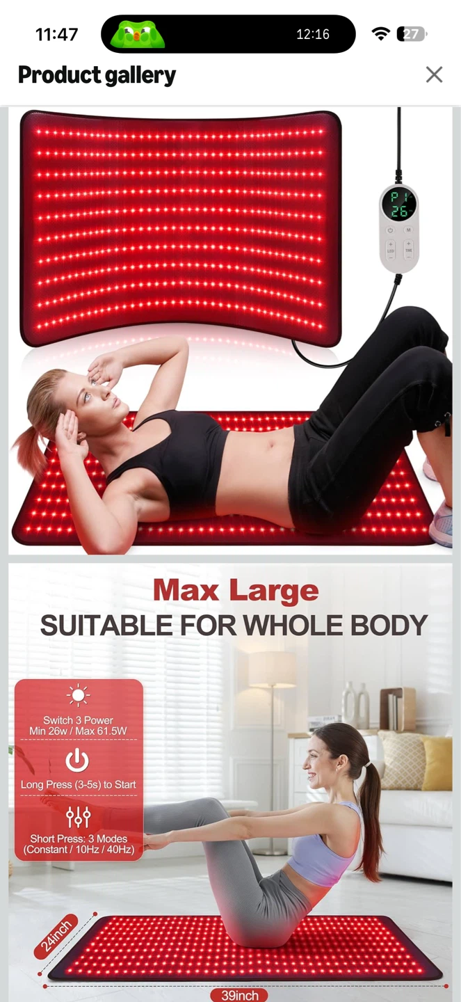 Pedete Red Light Therapy Pad 39” x 24” – Open Box - photo 2
