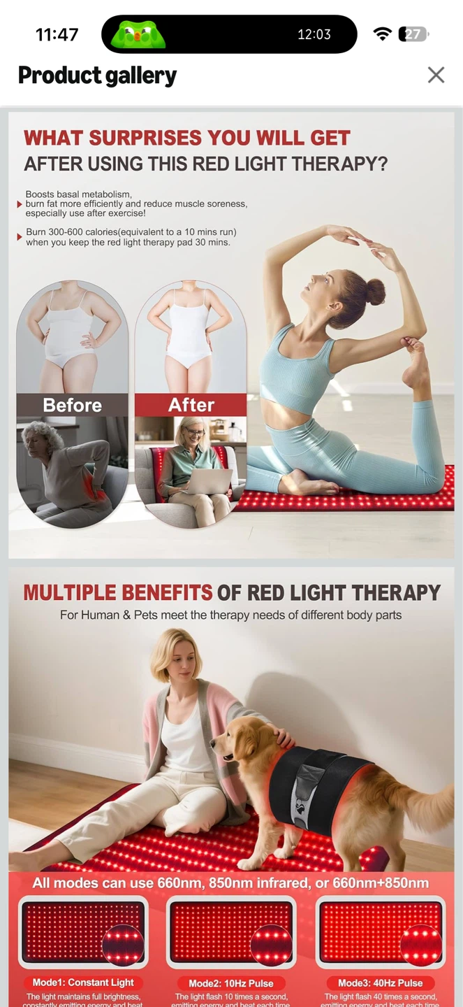 Pedete Red Light Therapy Pad 39” x 24” – Open Box - photo 4
