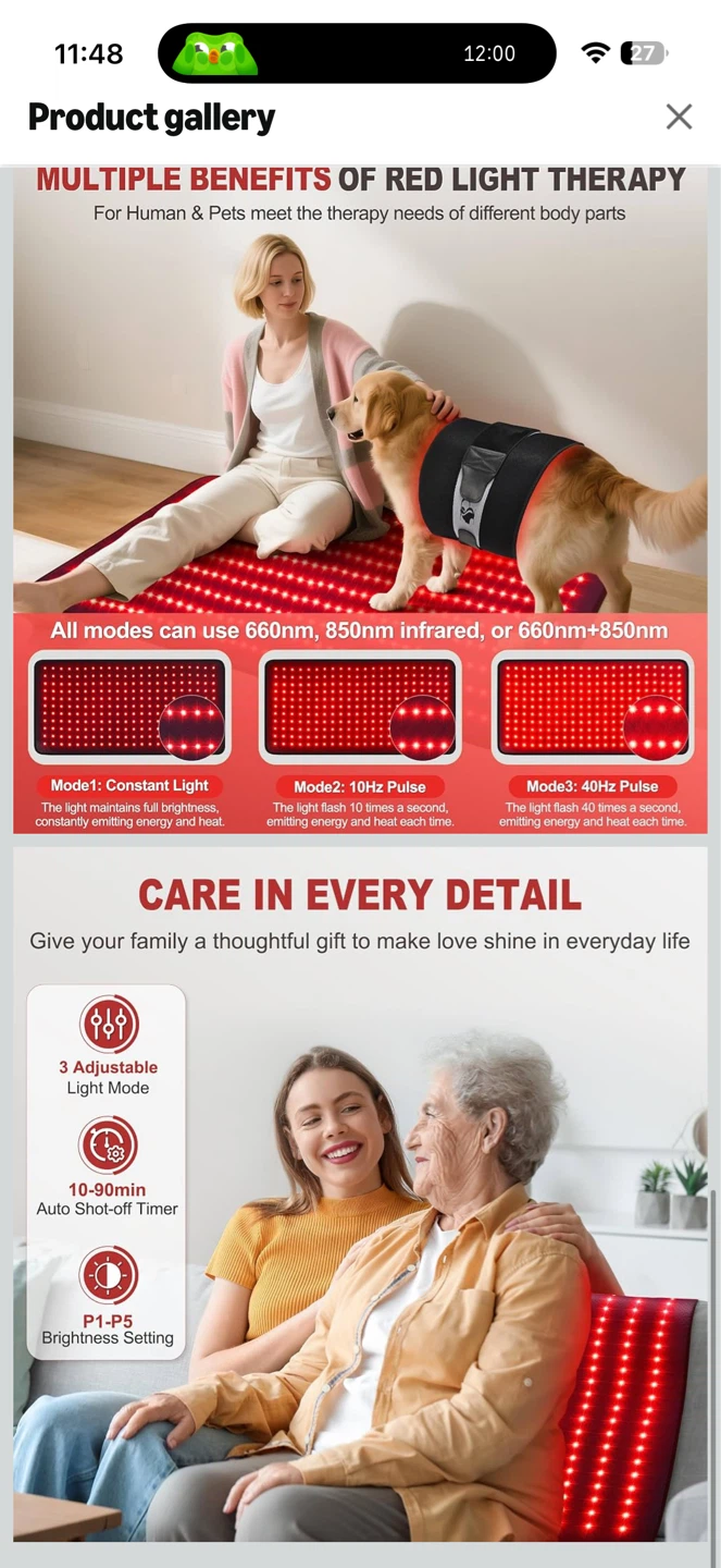 Pedete Red Light Therapy Pad 39” x 24” – Open Box - photo 5