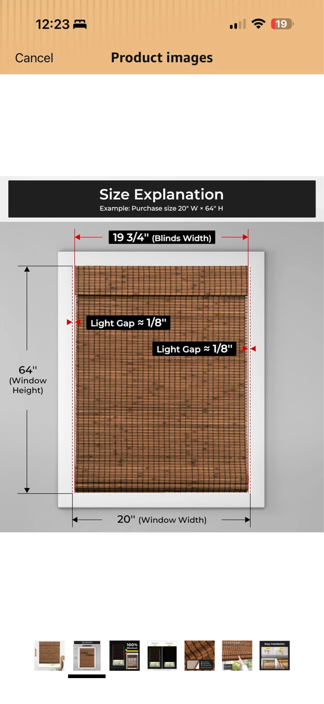 Bamboo Blackout Roller Shade – 24” x 64” – New - photo 2