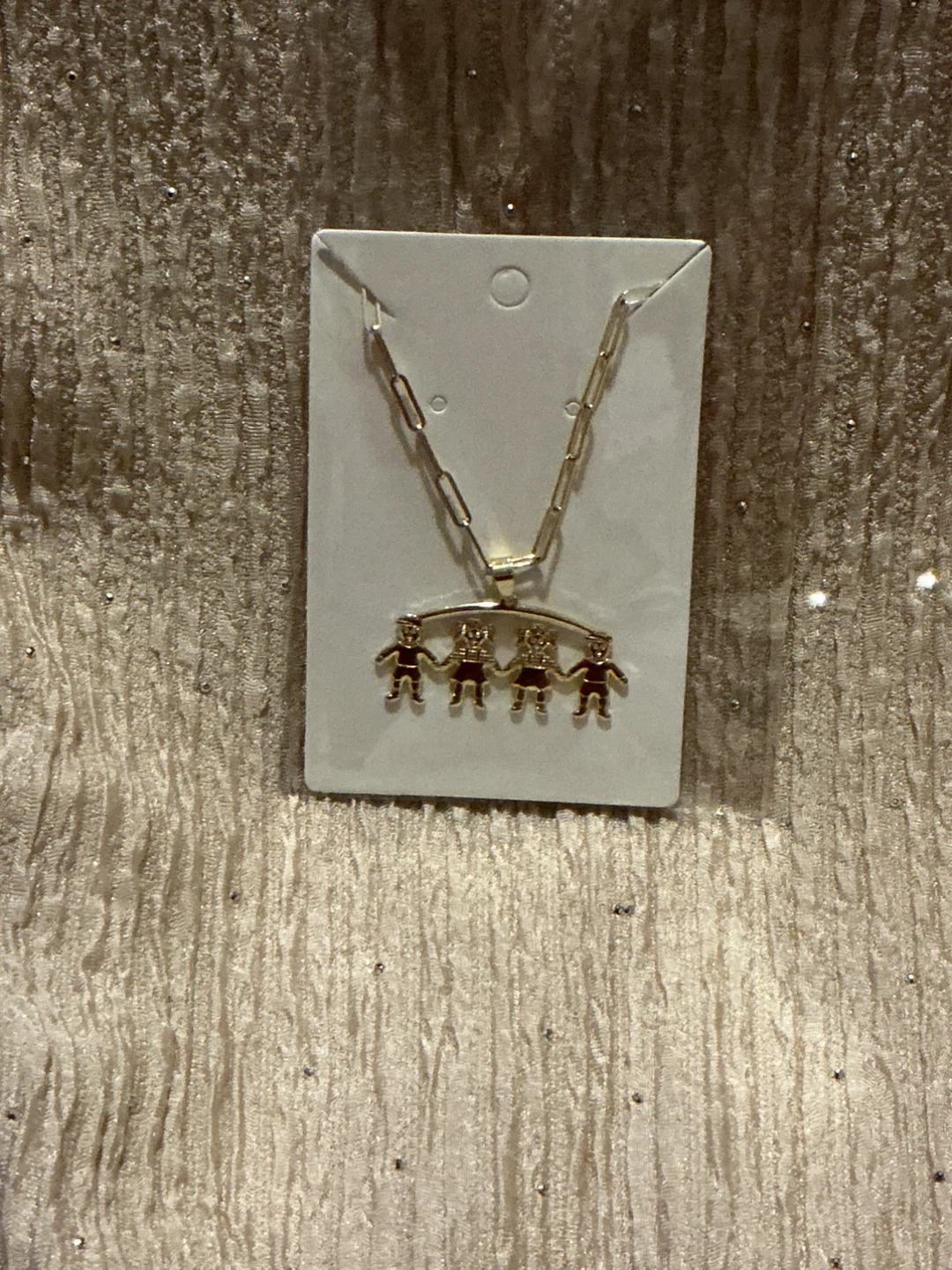 Gold Tone Necklace with Family Charm