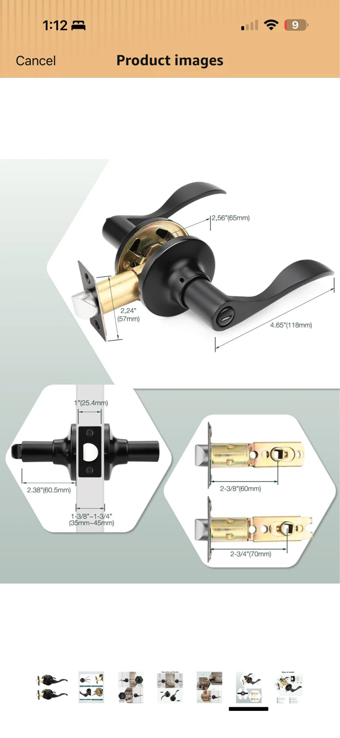 Veise Privacy Door Lever Handle – Matte Black ✨🚪 - photo 3