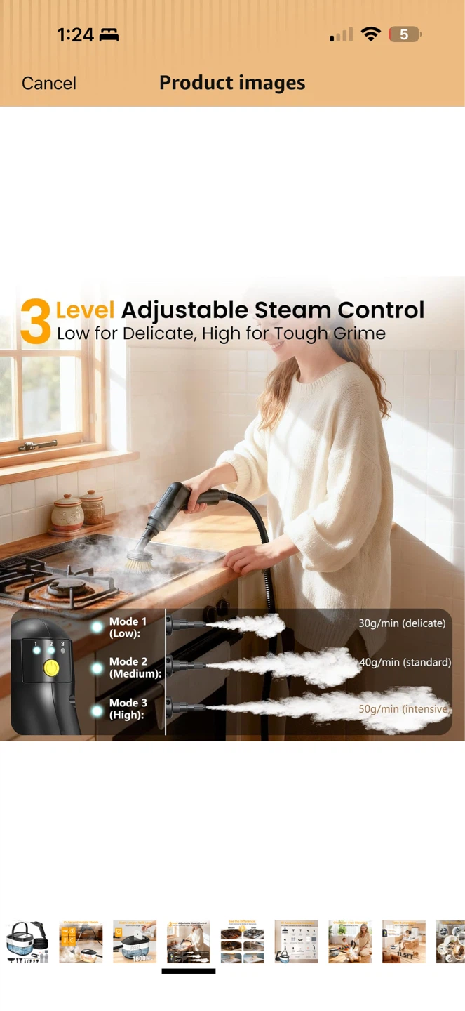 Pressurized Steam Cleaner 1.6L – Full Accessory Set ✨🧼 - photo 4