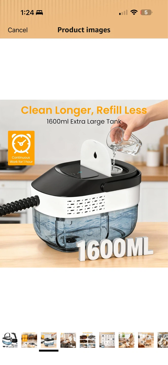 Pressurized Steam Cleaner 1.6L – Full Accessory Set ✨🧼 - photo 3
