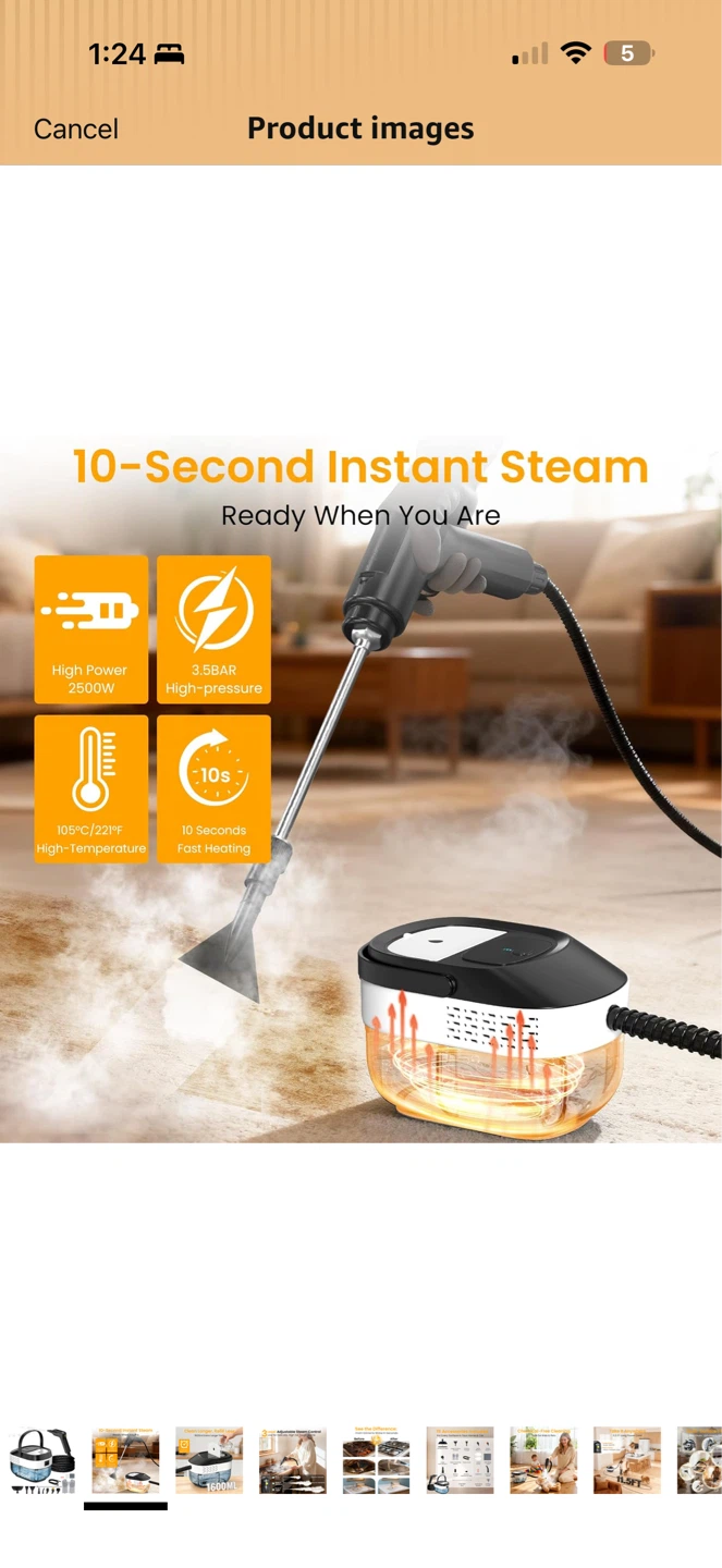 Pressurized Steam Cleaner 1.6L – Full Accessory Set ✨🧼 - photo 2