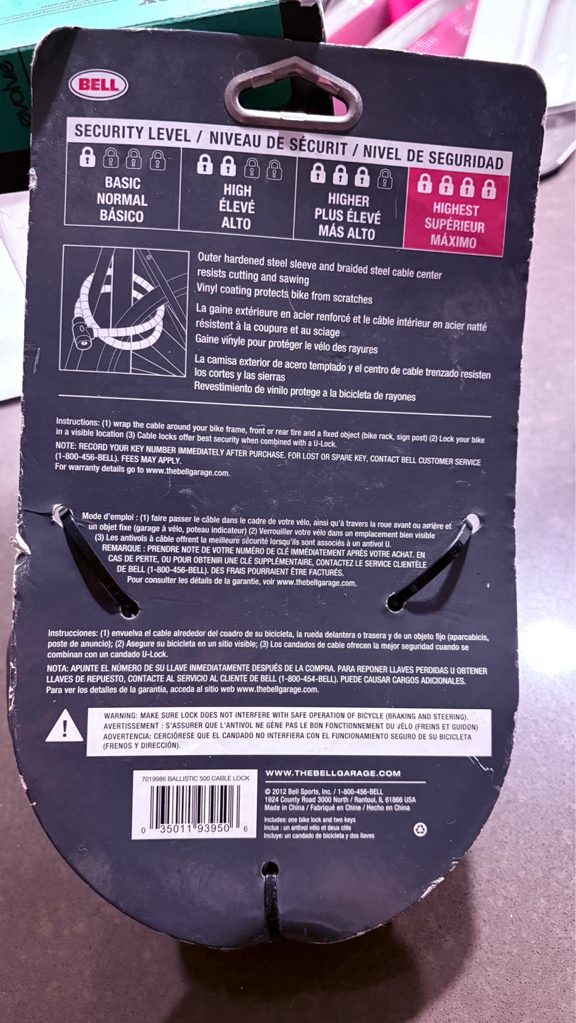 Bell Ballistic 500 Armored Bike Lock 18mm – Level 4 Security - photo 2