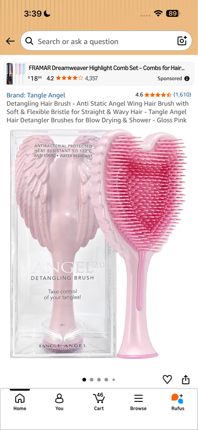 ⚽️Tangle Angel Detangling Hair Brush - Gloss Pink