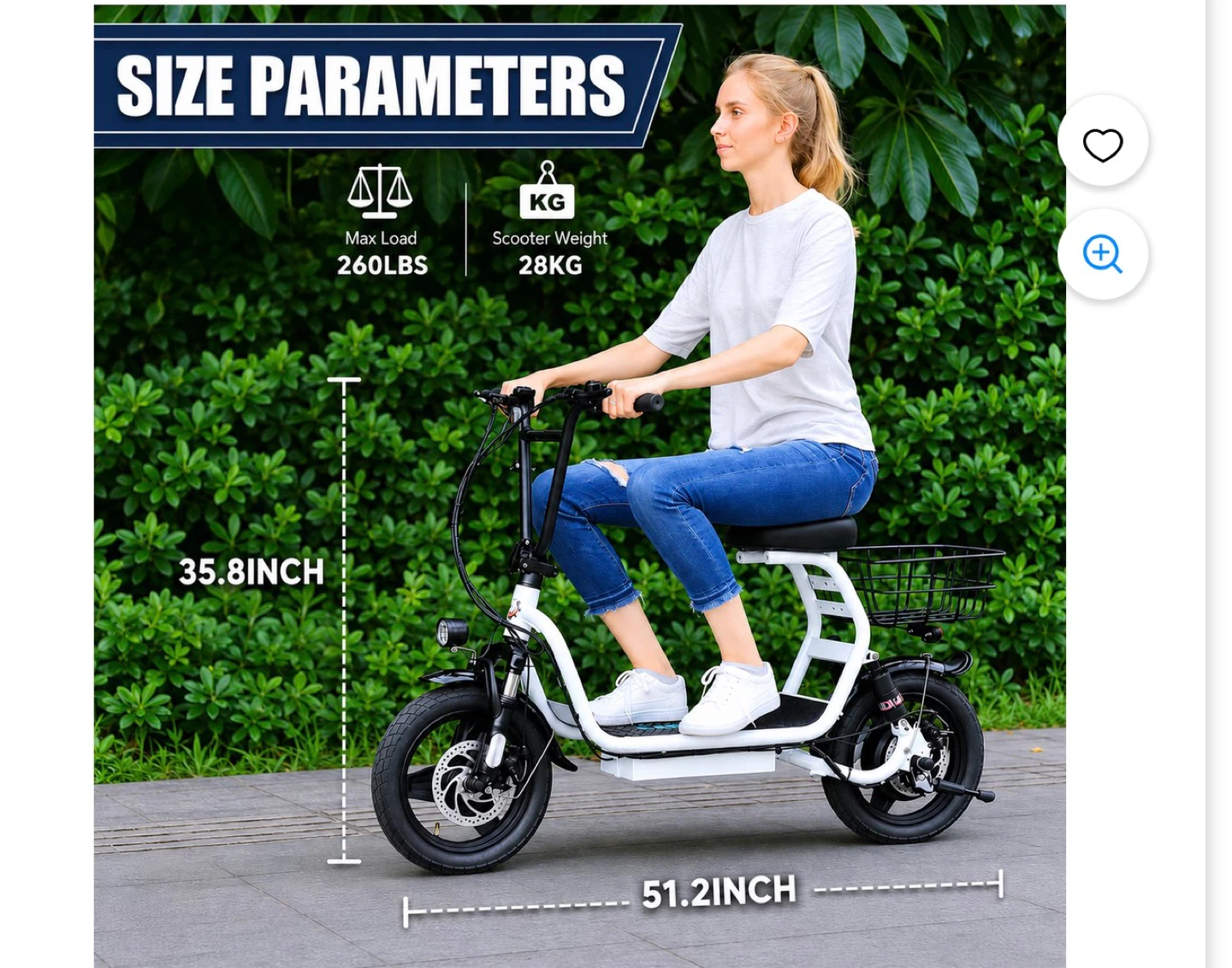 Adult Electric Scooter with Seat - White - photo 5