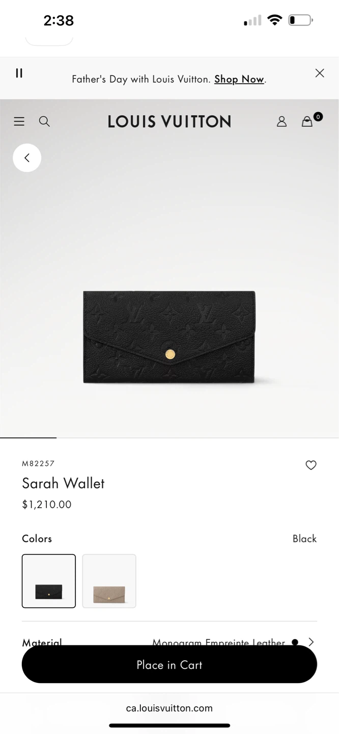 Louis Vuitton Sarah Wallet Black Monogram Empreinte Leather