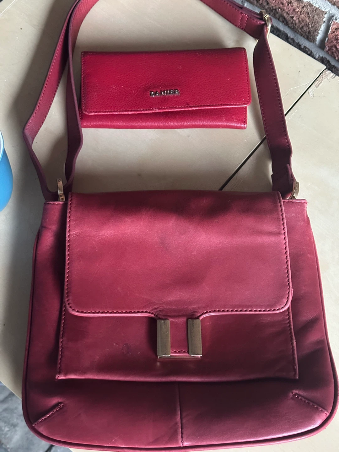 DANIEL Red Leather Crossbody Bag & Wallet Set - photo 2