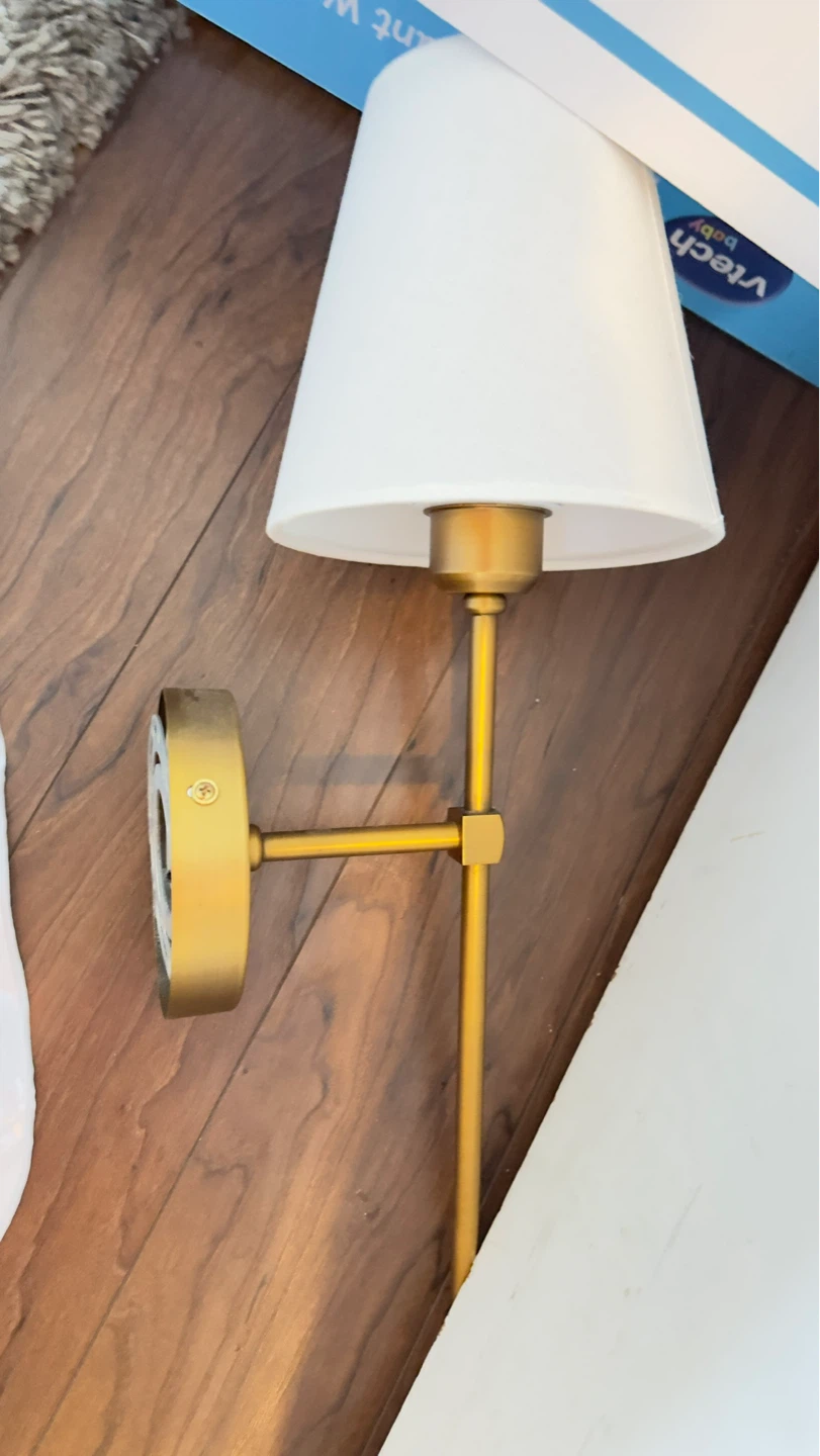 Gold Wall Sconce with White Shade - photo 2