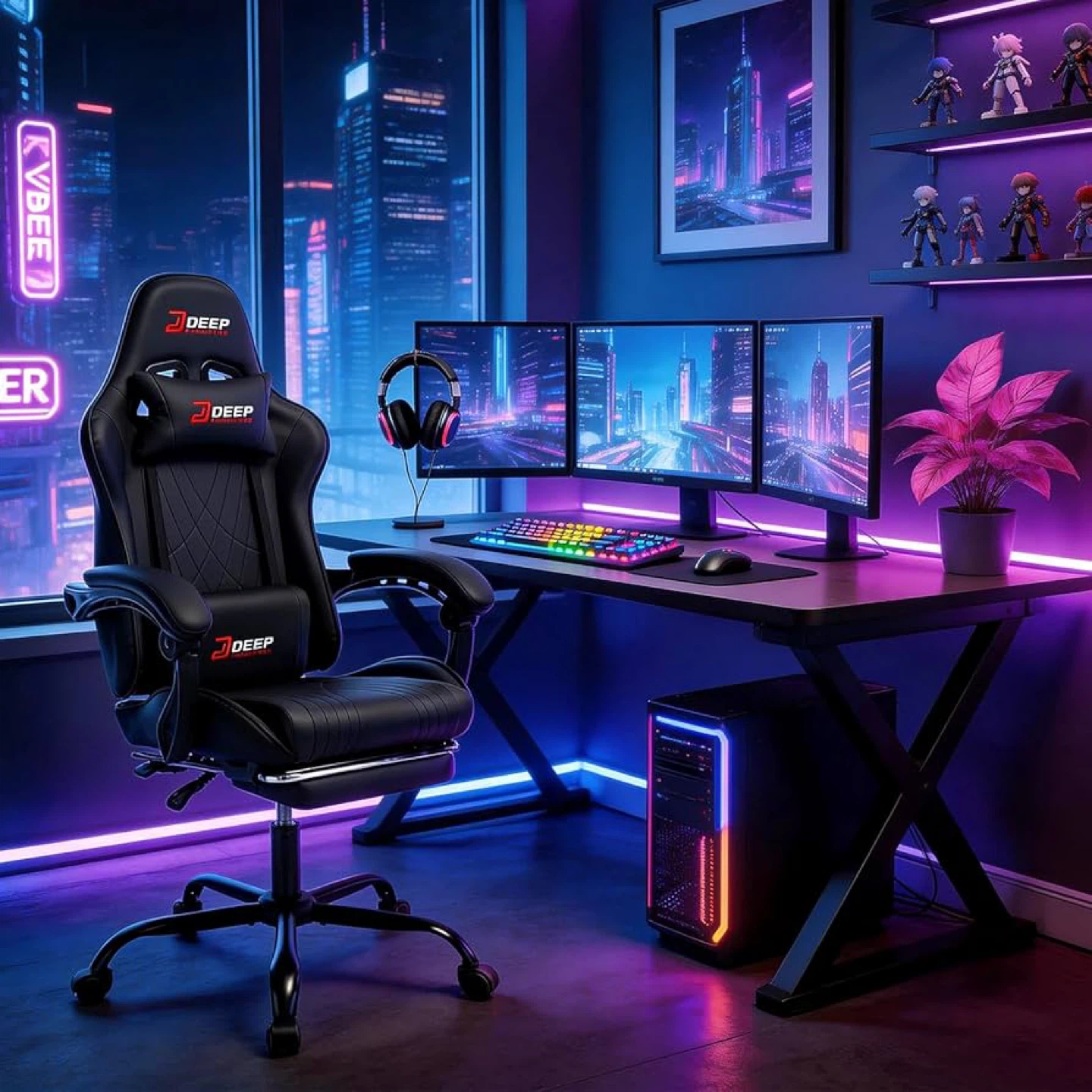 🔥Gaming Chair with Footrest, Ergonomic Reclining Computer Chair - photo 4