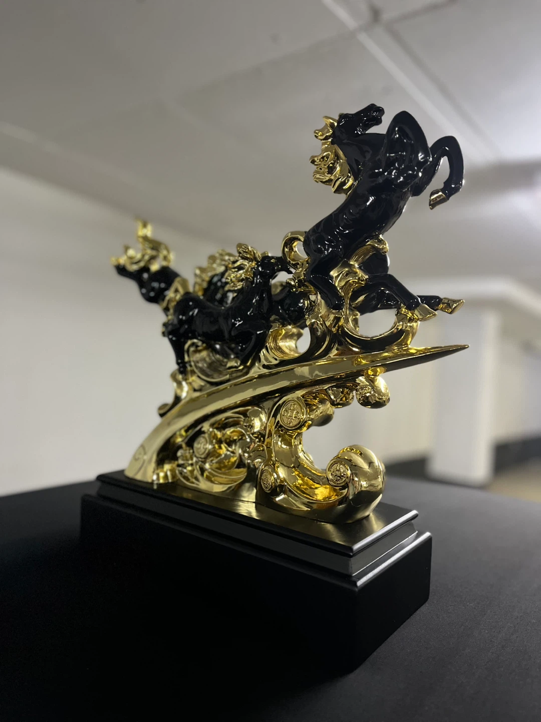 Black and Gold Horse Sculpture