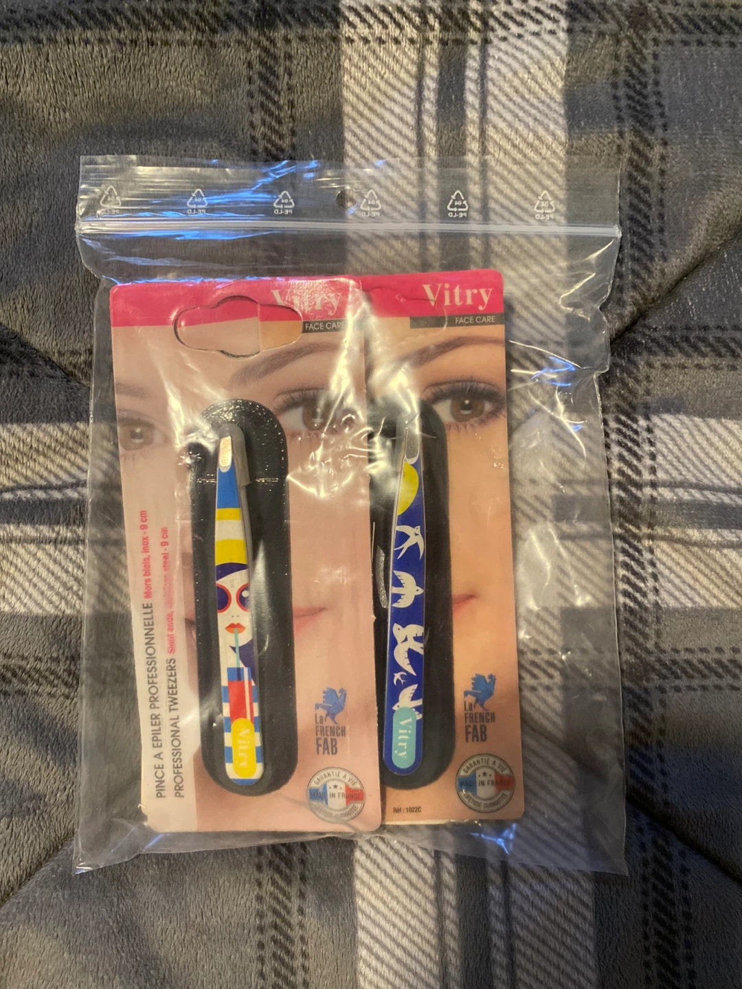 4 Vitry Professional Slant Tip Tweezers New in Package