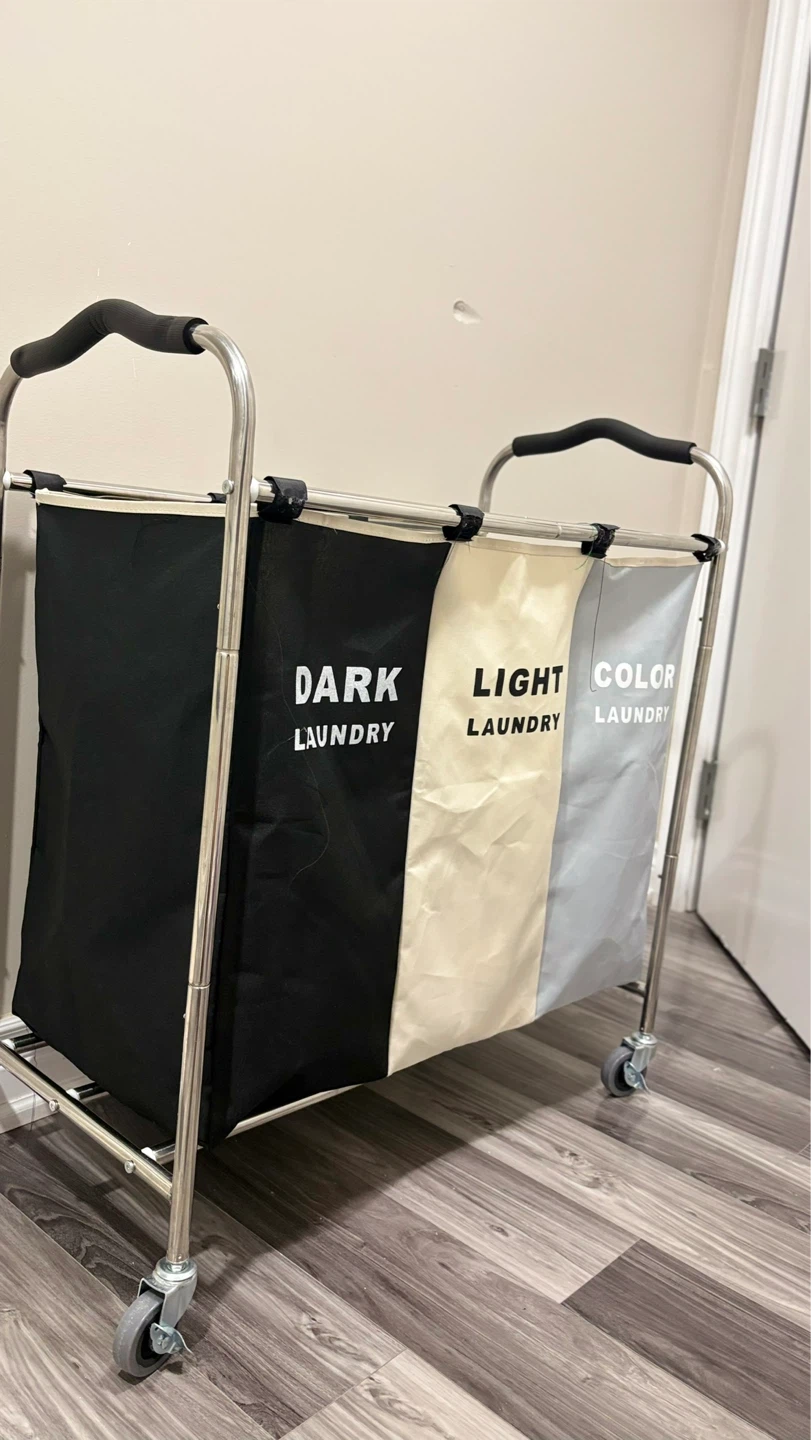 3-Bin Rolling Laundry Sorter Cart