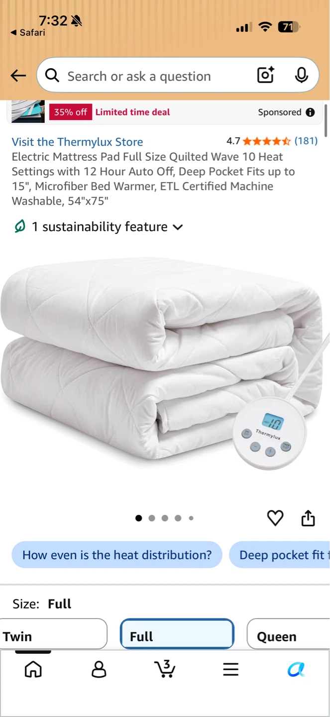 Electric Mattress Pad Full Size - photo 2