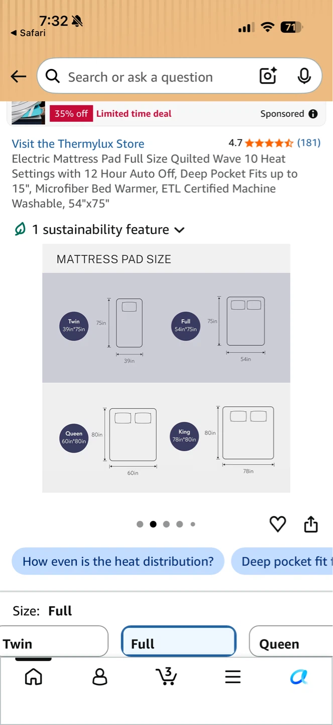 Electric Mattress Pad Full Size - photo 3