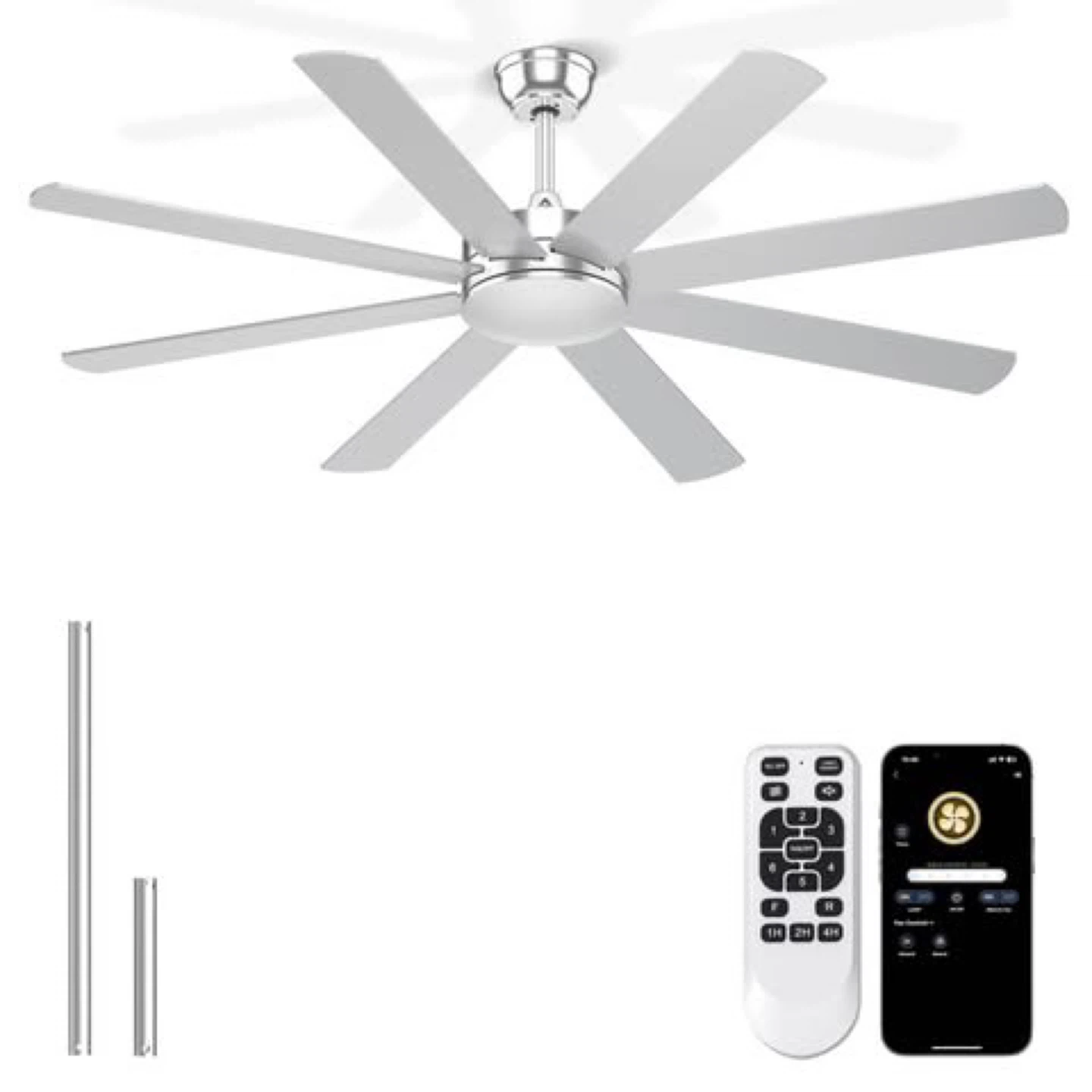 Ceiling Fan 60"(No Light, 8 Blades, Remote & App Control) - photo 3