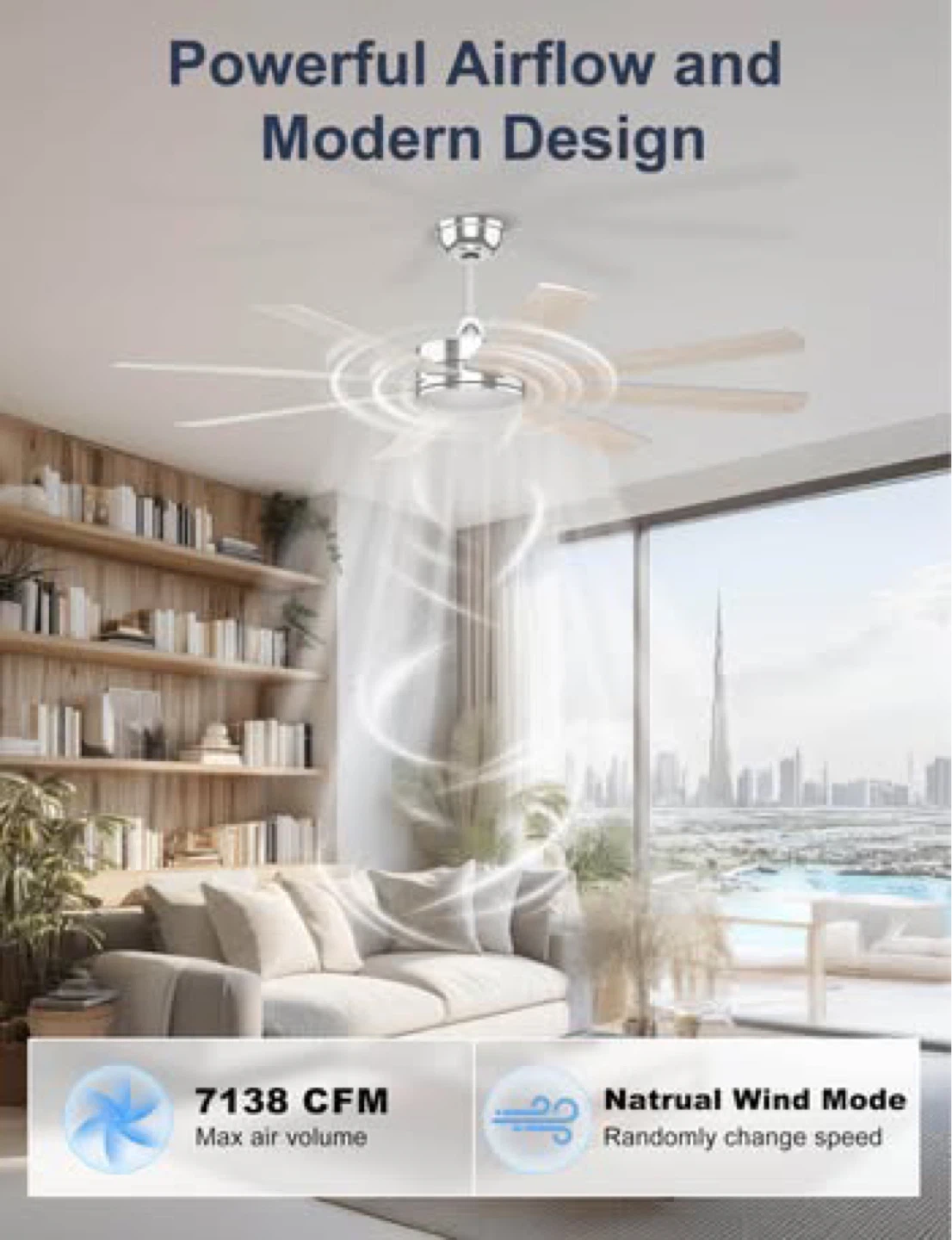 Ceiling Fan 60"(No Light, 8 Blades, Remote & App Control) - photo 5