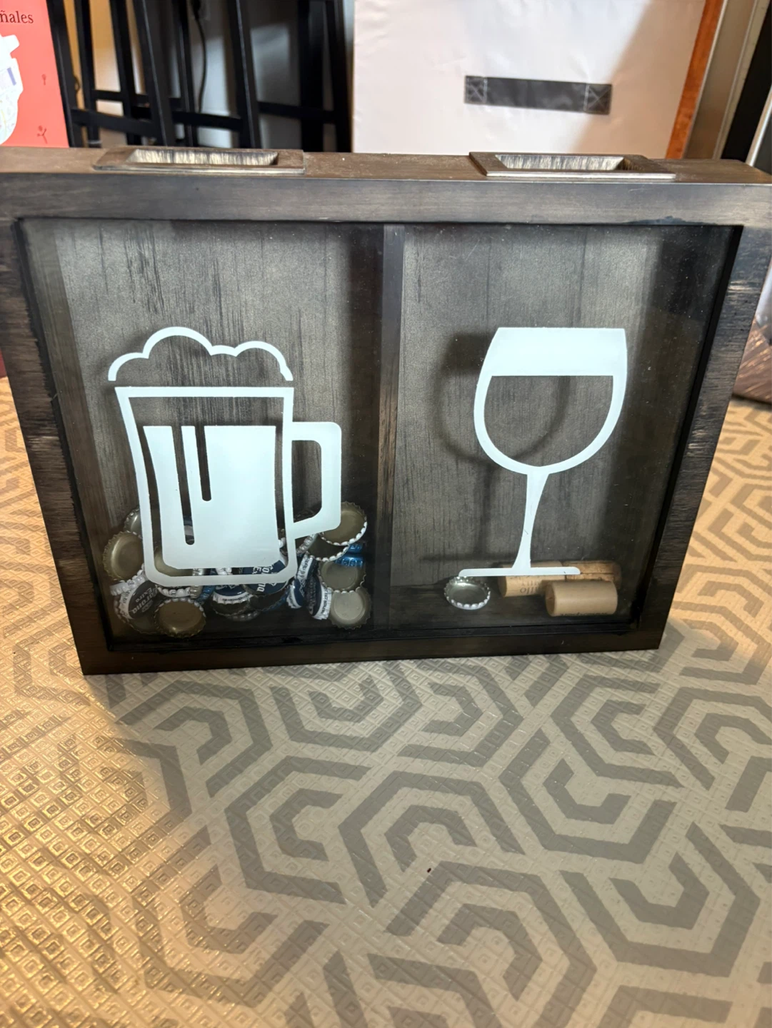 Wooden Beer and Wine Savings Shadow Box