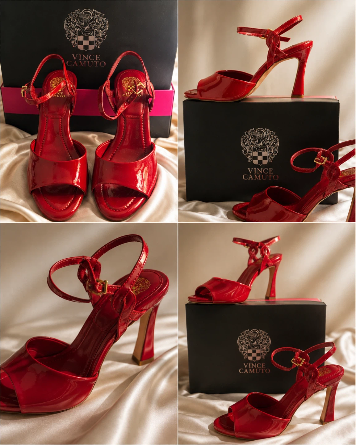 Vince Camuto Red Patent Ankle Strap Heels