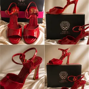 Vince Camuto Red Patent Ankle Strap Heels