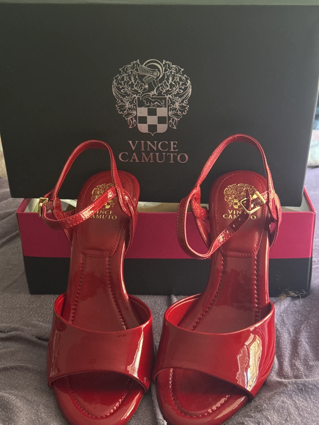 Vince Camuto Red Patent Ankle Strap Heels - photo 3