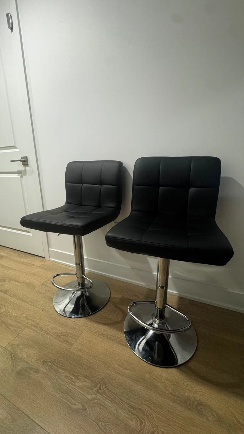 Set of 2 Black Faux Leather Bar Stools - photo 3