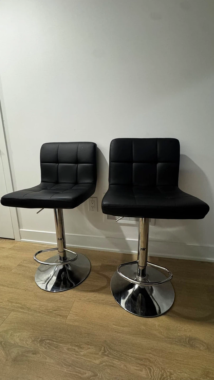 Set of 2 Black Faux Leather Bar Stools - photo 4
