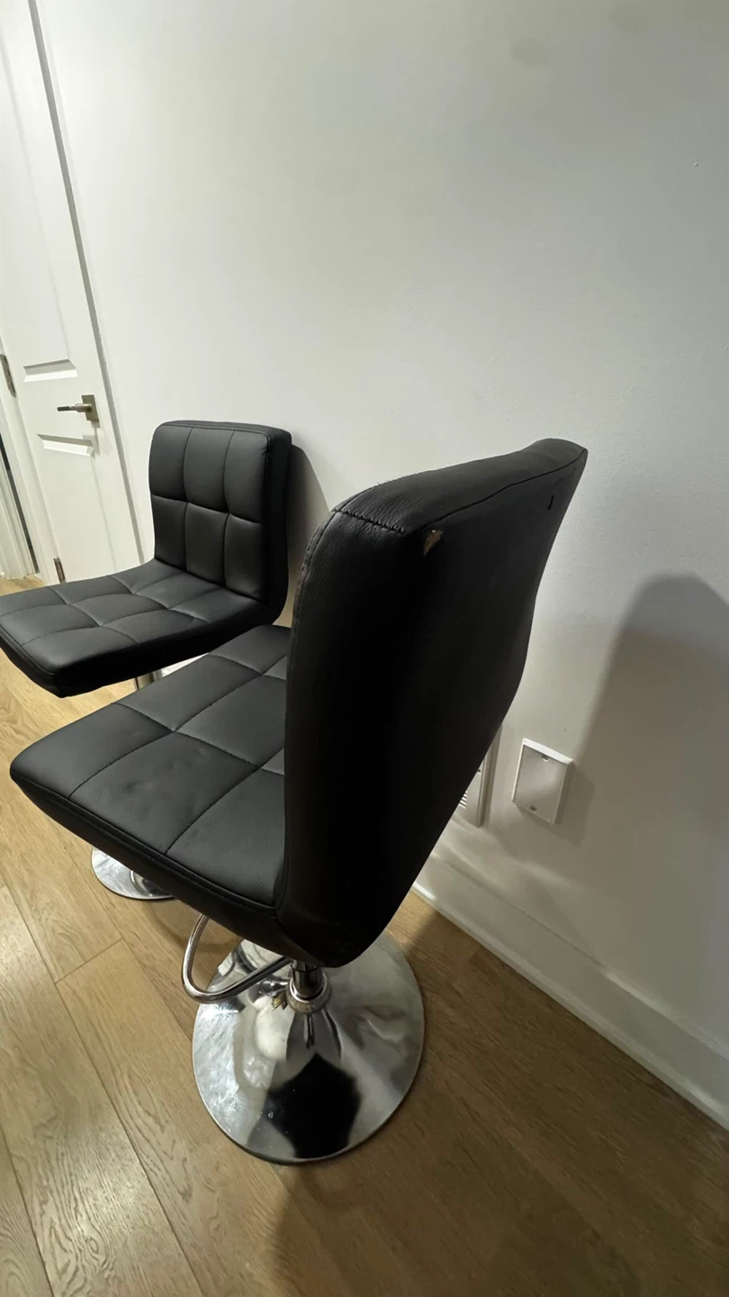 Set of 2 Black Faux Leather Bar Stools - photo 5