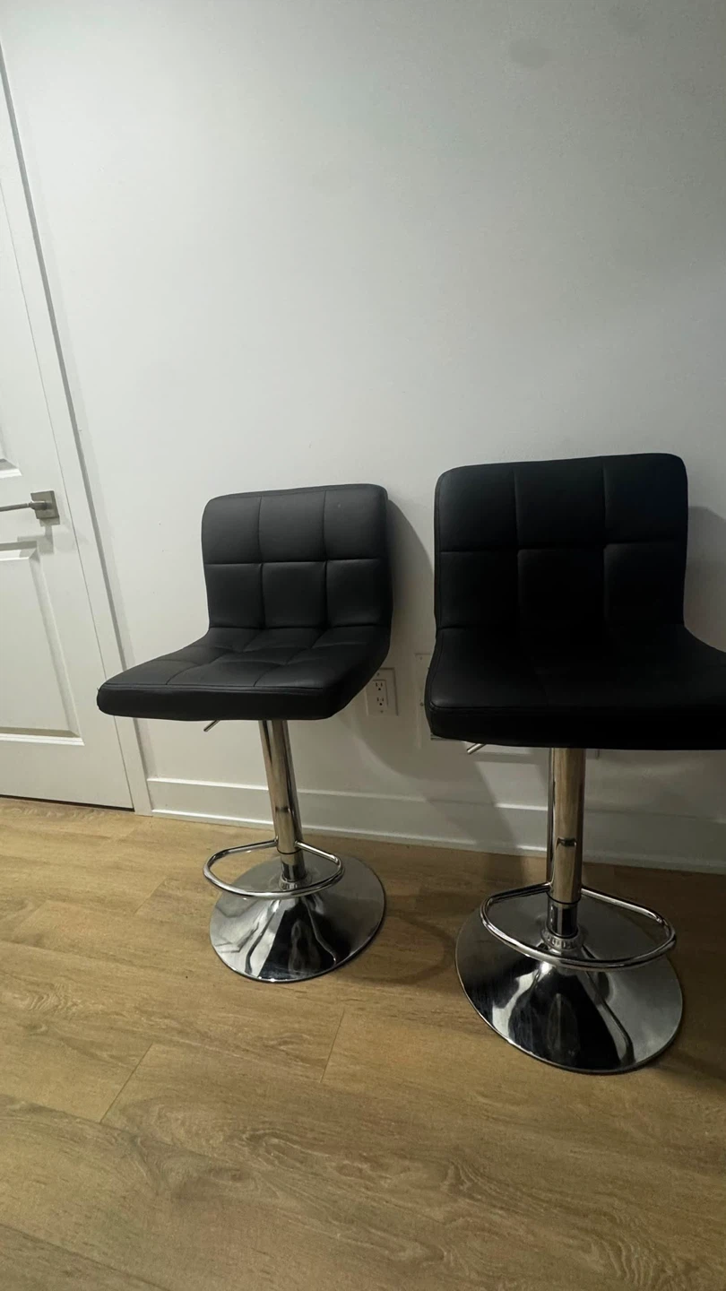 Set of 2 Black Faux Leather Bar Stools - photo 2
