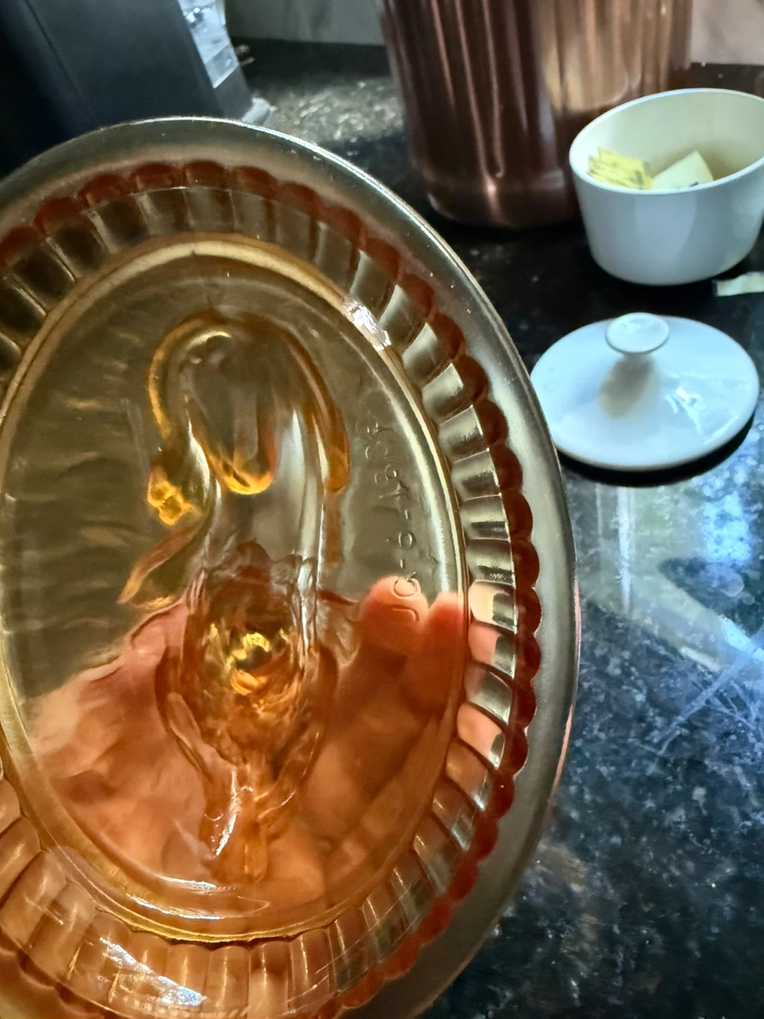 Amber Glass Lion Dish - photo 3