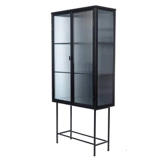 Black Metal and Glass Display Cabinet