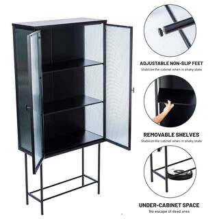 Black Metal and Glass Display Cabinet - photo 3